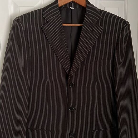 Le Chateau Men’s Black Pinstripe Blazer Size 38 - Picture 2 of 15
